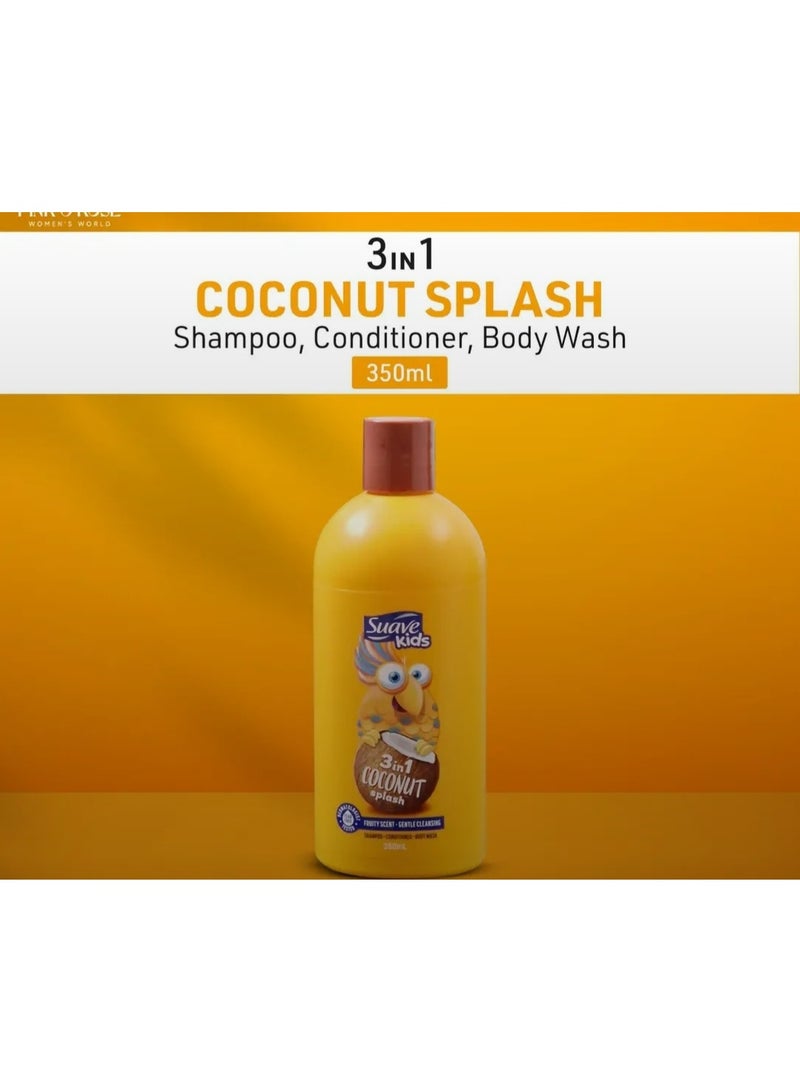 شامبو وبلسم وغسول للجسم للأطفال 3 في 1 برائحة جوز الهند المنعشة 350 مل